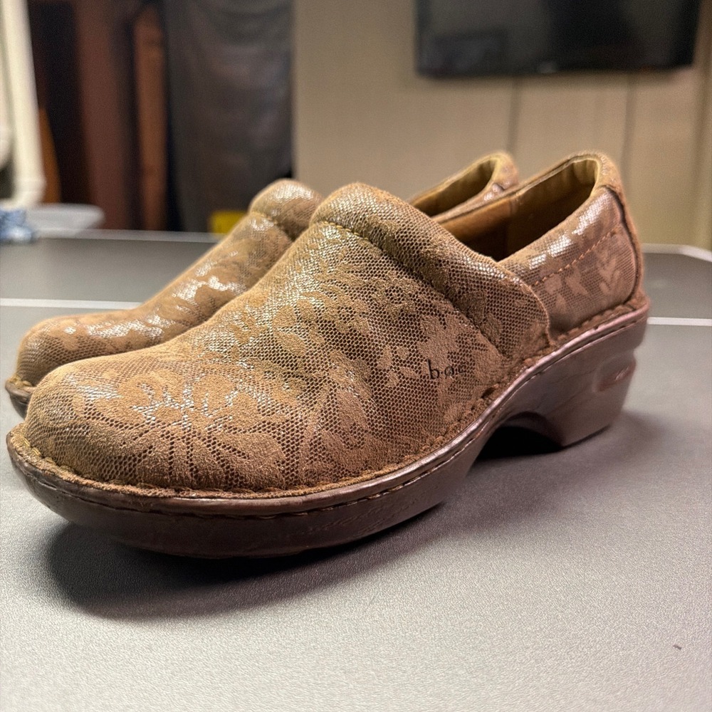 b.o.c. Born‎ Concept Brown Floral Lace Clogs Mules BC8633 Womens 9 EU 40.5